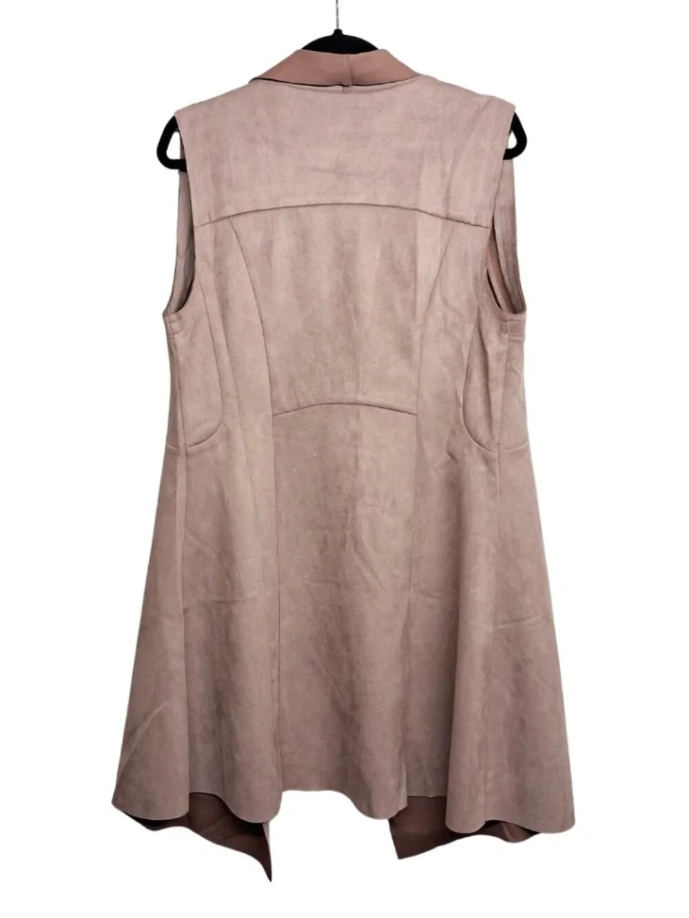 BLVD Faux Suede Shawl Dusty Pink Sleeveless Drape Vest Long Line Cardigan S/M